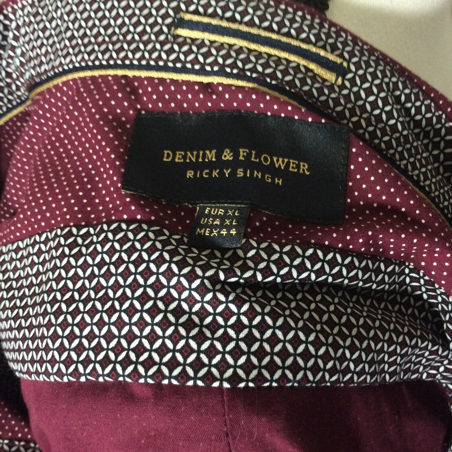 Demin & Flower Ricky Singh Men Button Up Shirt Marron Polka Dot New Size XL