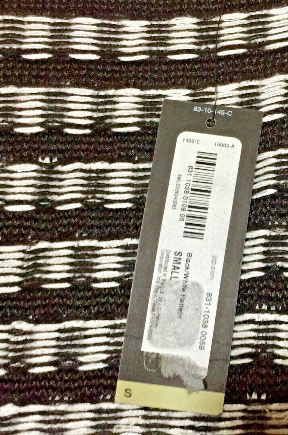 Worthington Cardigan Sweater Women's Size S Black White Check Half Sleeve NWT
