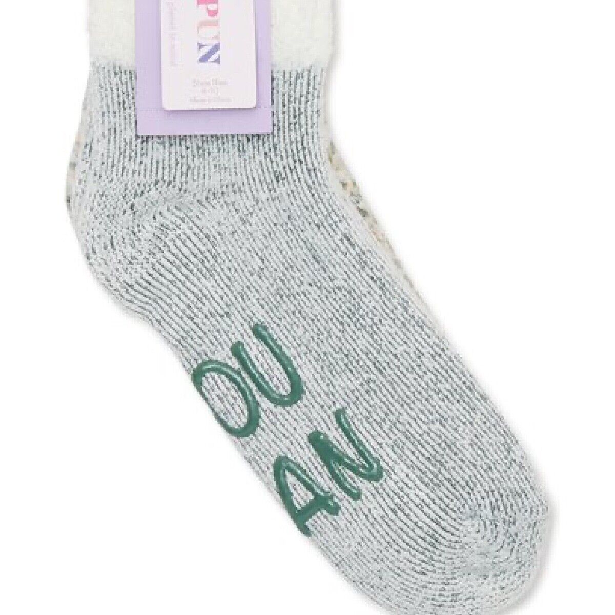 Joyspun Luxury Lounge "You Can" Socks 4pk Size 4-10 Grippers Green Beige NEW