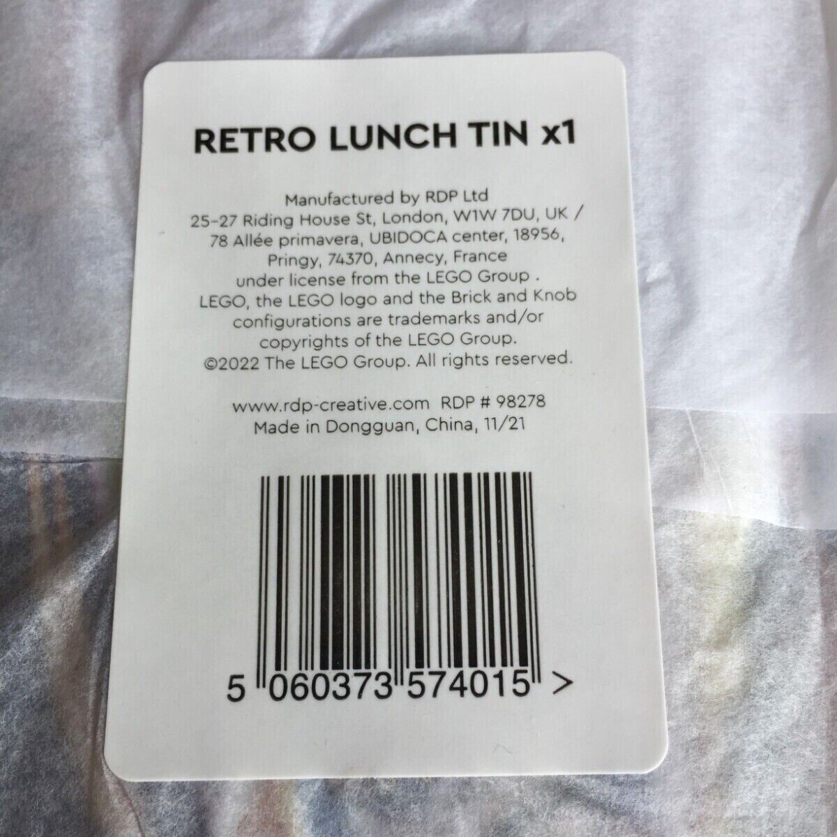 LEGO 5007331 Retro Lunch Box Tin Storage 1965 Advert Design VIP Exclusive NEW