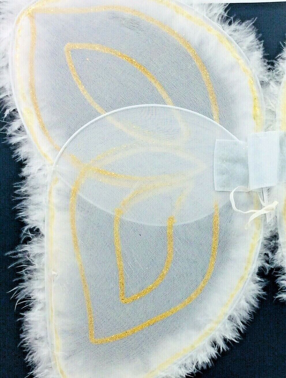 Deluxe Kids Angel Wings, Halo Costume Fairy Christmas Pageant Feather White NWT