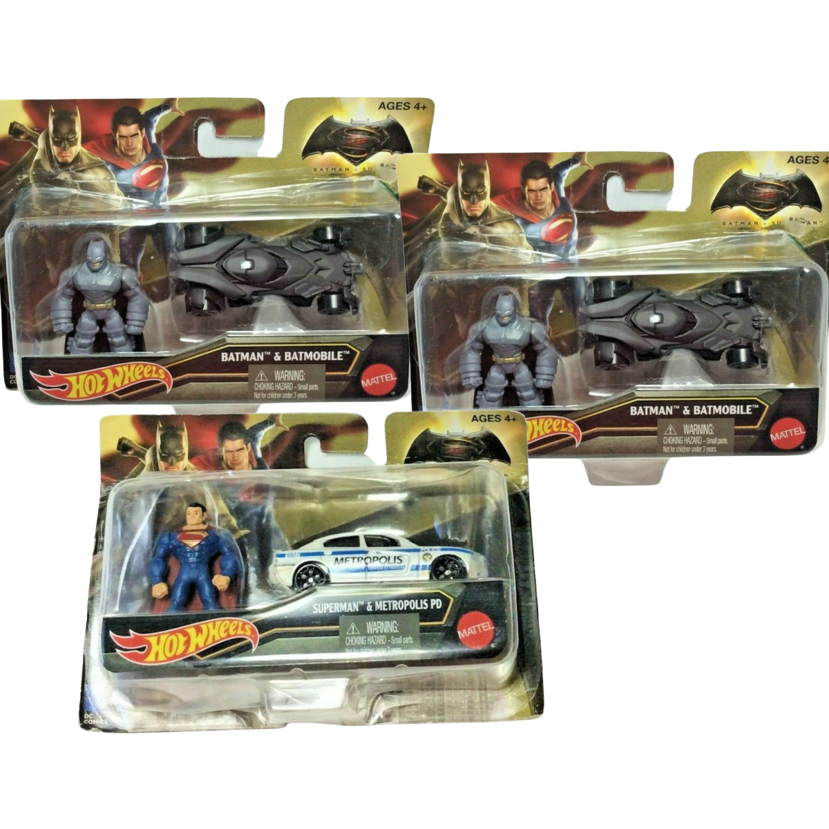 Hot Wheels Batman (Batmobile) & Superman (Metropolis PD) Superhero Action Figure