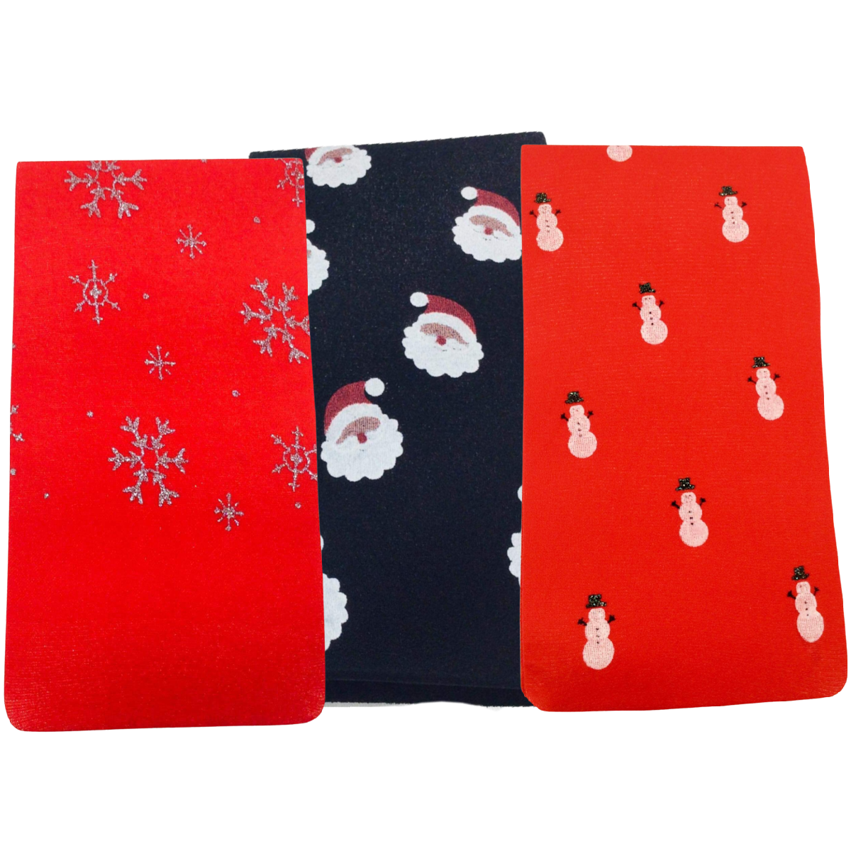 Holiday Baby Girls Tights Lot of 6 Black Santa Red Snowman Snowflake Size 1-3
