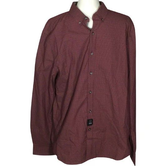 Demin & Flower Ricky Singh Men Button Up Shirt Marron Polka Dot New Size XL