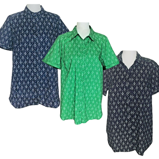 Roamans Button Down Shirt Size 20W Green Navy Blue Black Lot of 3 New Blouses