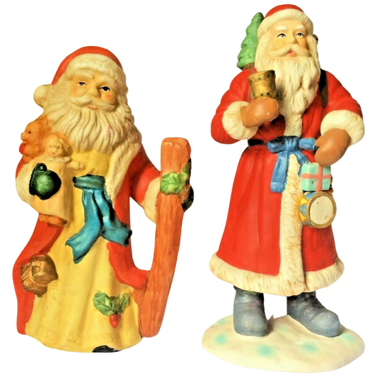 Santa Claus Christmas Porcelain Figurine Deco Lot of 2