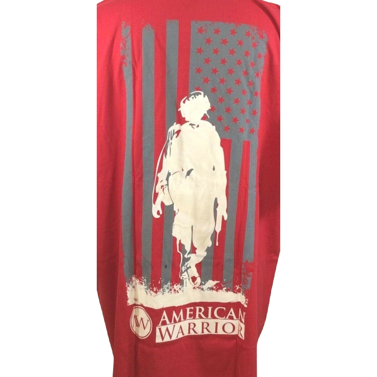 American Warrior T-Shirt Size 2XL Red USA Flag Soldier Veteran Military Patriot