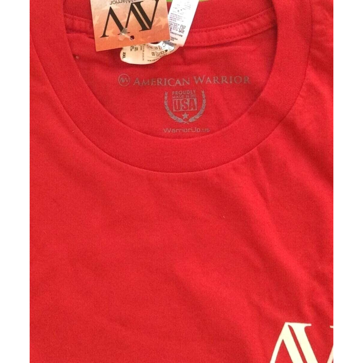 American Warrior T-Shirt Size 2XL Red USA Flag Soldier Veteran Military Patriot