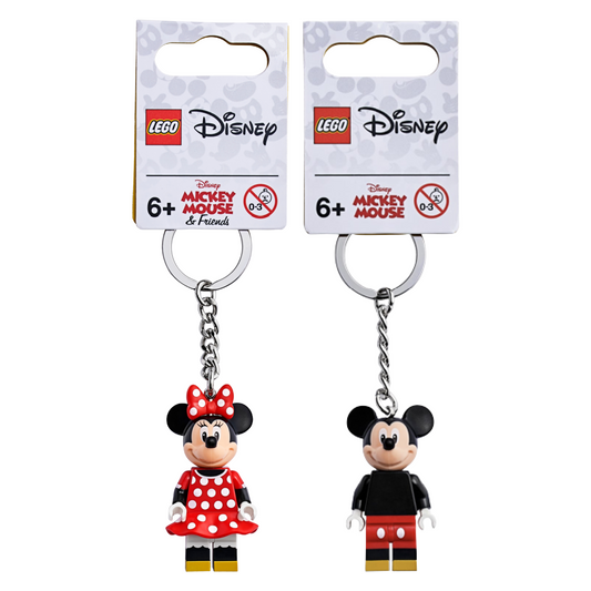 LEGO Disney Keychain Lot of 2 Mickey Mouse (853998) & Minnie Mouse (853999) NWT