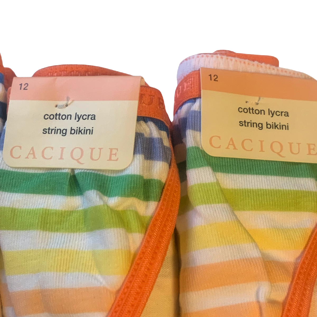 4 Pairs Lane Bryant Cacique Panties Sz 12 Cotton String Bikini Rainbow Coral Lot