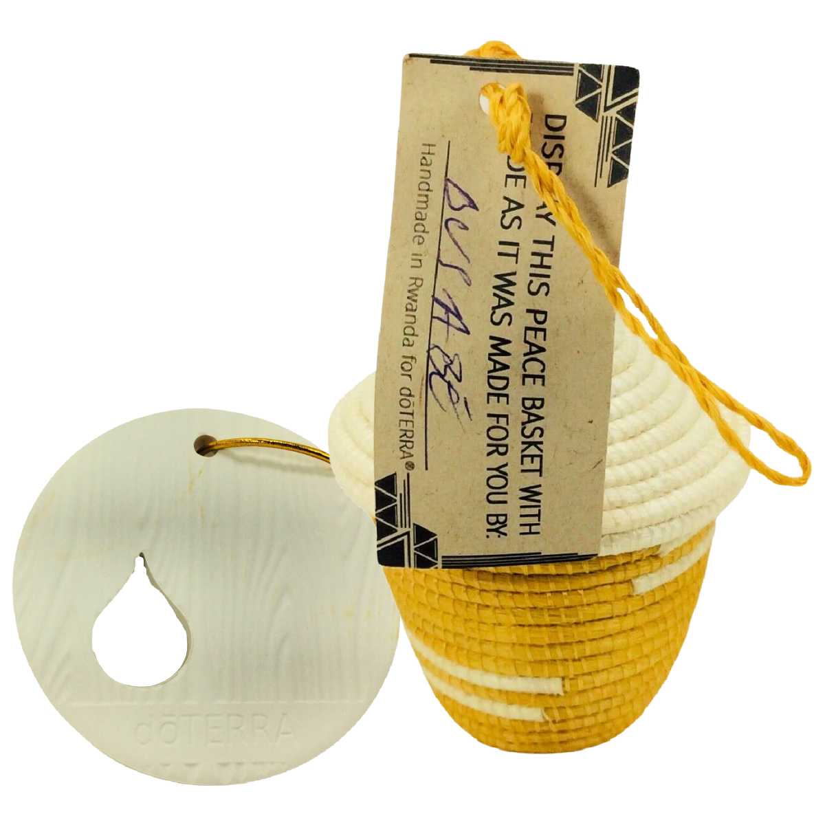 doTERRA Rwandan Peace YELLOW Basket Sisal & Clay Diffuser Ornament Christmas Lot