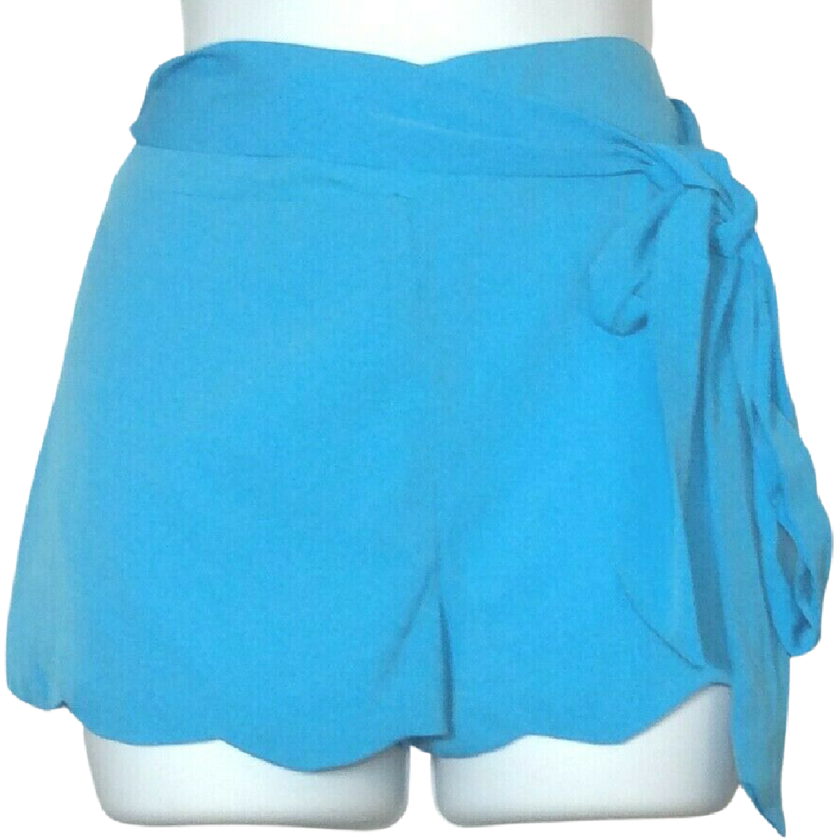 Energie Shorts Blow My Mind Blue Junior Size M Zipper Scalloped Edge Ribbon Belt