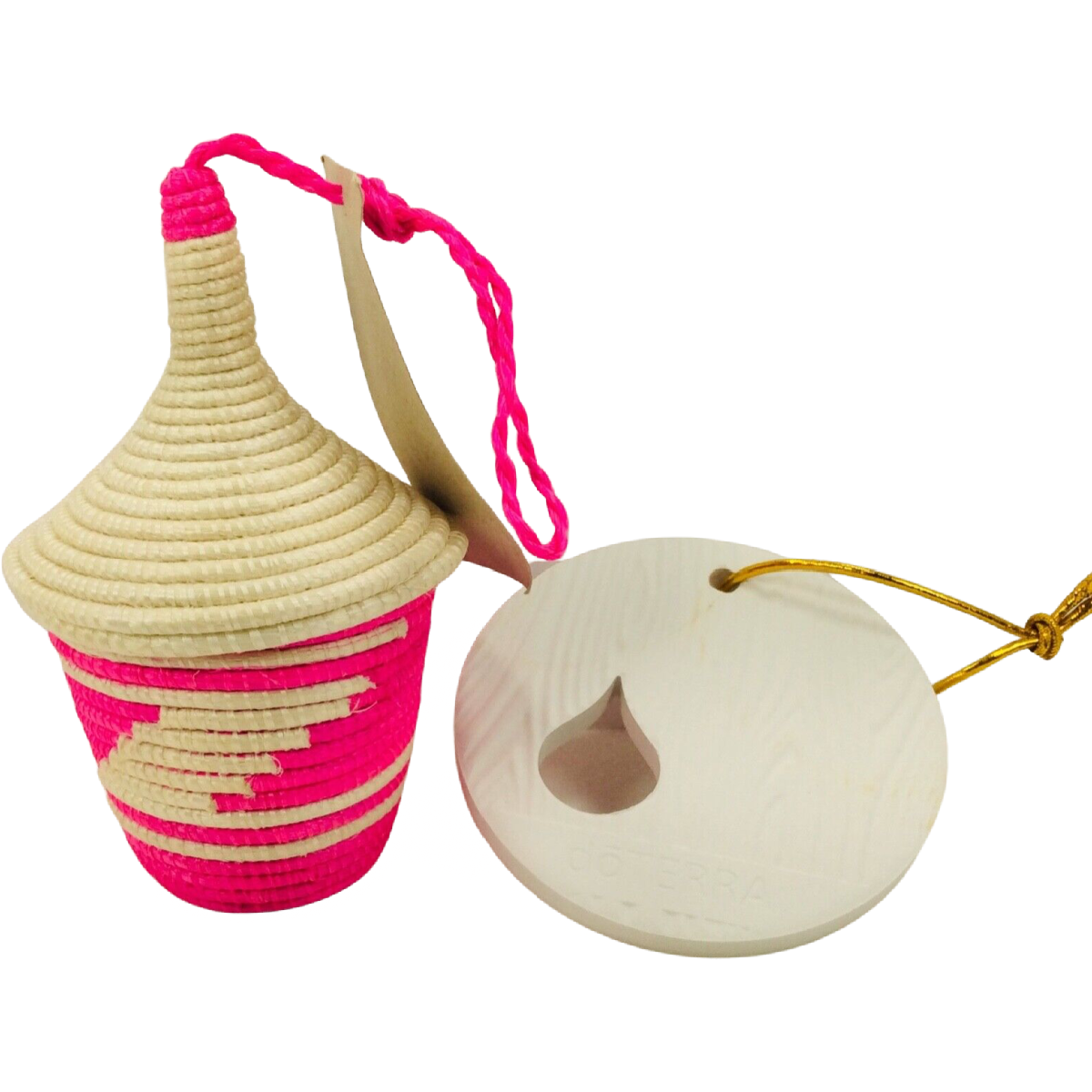 doTERRA Rwandan Peace PINK Basket Sisal & Clay Diffuser Ornament Christmas Lot