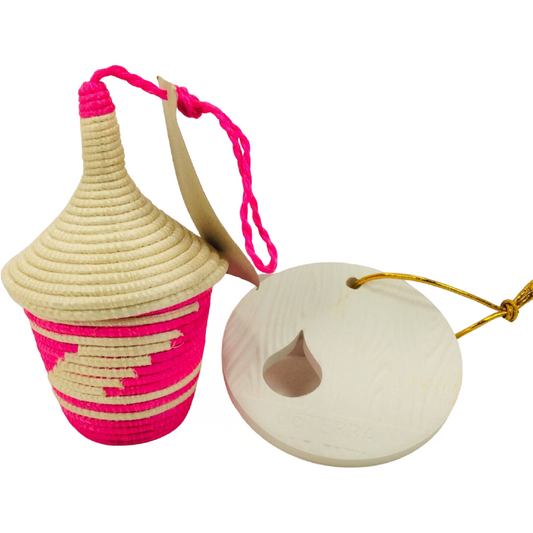 doTERRA Rwandan Peace PINK Basket Sisal & Clay Diffuser Ornament Christmas Lot