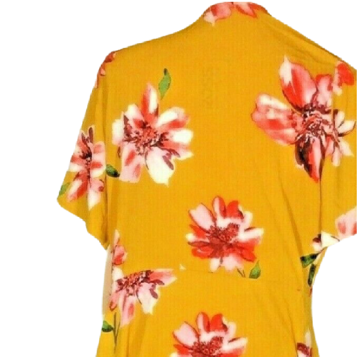 Magnolia Skye Floral Wrap Around Dress Size XL Belt Tie Flutter Yellow Red NWT