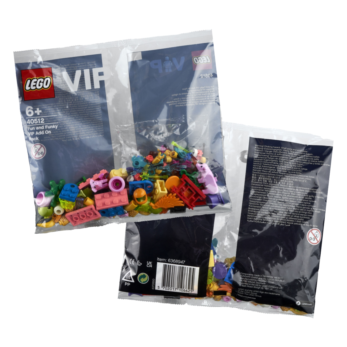 2x LEGO 40512 Fun & Funky VIP Add On Pack Pigs, Food, Guitar, Skateboard Lot NEW