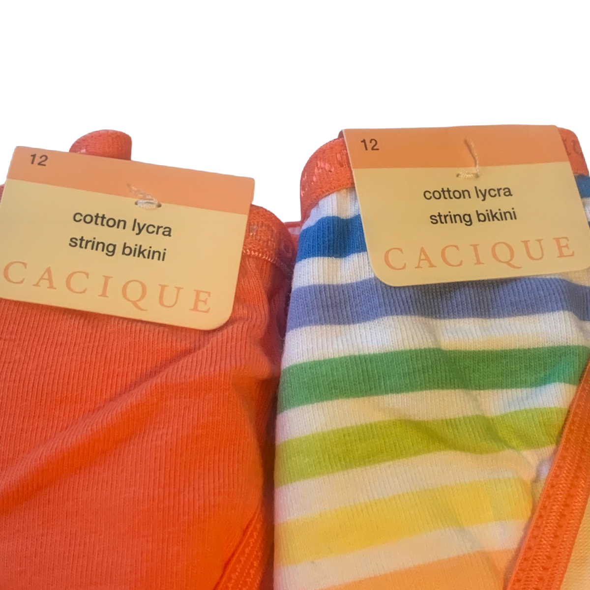 4 Pairs Lane Bryant Cacique Panties Sz 12 Cotton String Bikini Rainbow Coral Lot