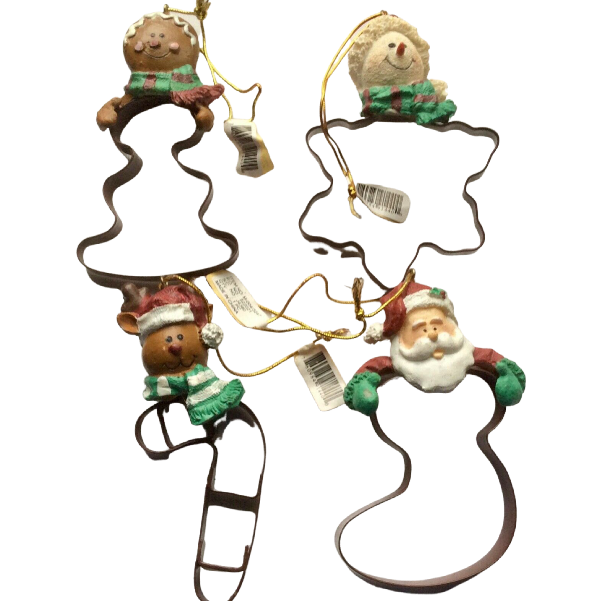 Christmas Holiday Cookie Cutter Ornaments Santa Snowman Gingerbread Man Reindeer