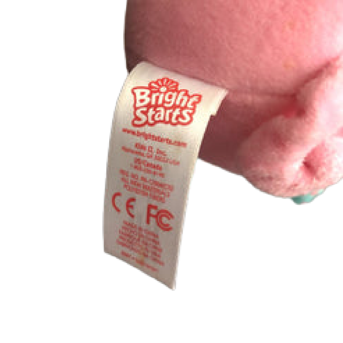 Bright Starts Piglet Plush Baby Toy Teething Attachment Plastic Rings