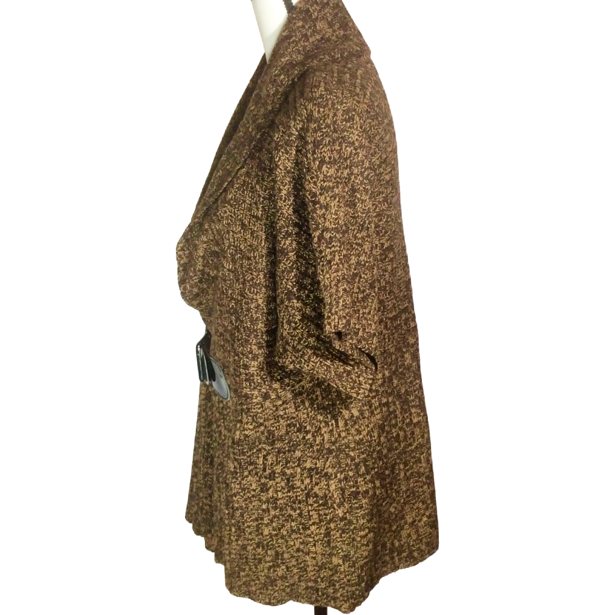 Allison Brittney Women Brown Knit Short Sleeve Cardigan Sweater Belt Size 3XLvv