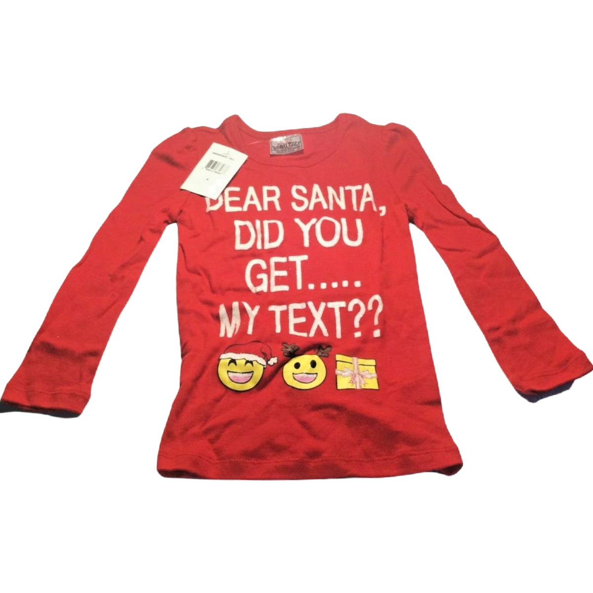 Beautees Girls Size 4 Long Sleeve Christmas Shirt "Did You Get My Text, Santa"