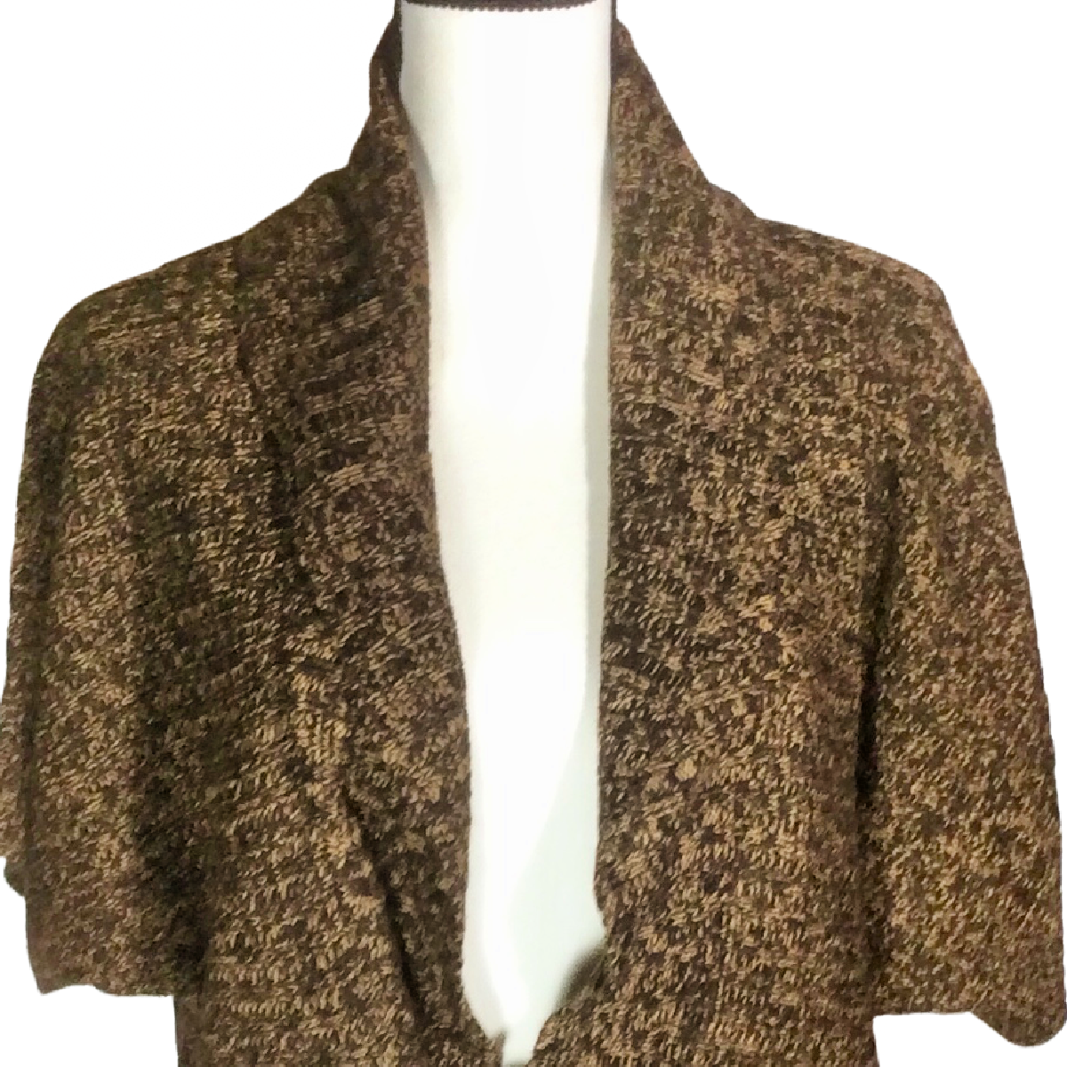 Allison Brittney Women Brown Knit Short Sleeve Cardigan Sweater Belt Size 3XLvv