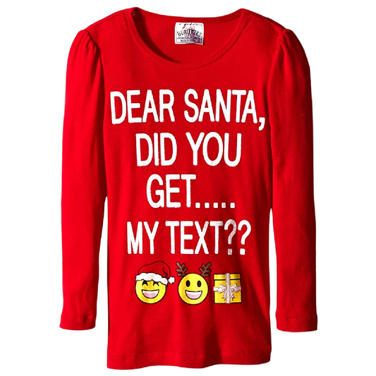 Beautees Girls Size 4 Long Sleeve Christmas Shirt "Did You Get My Text, Santa"