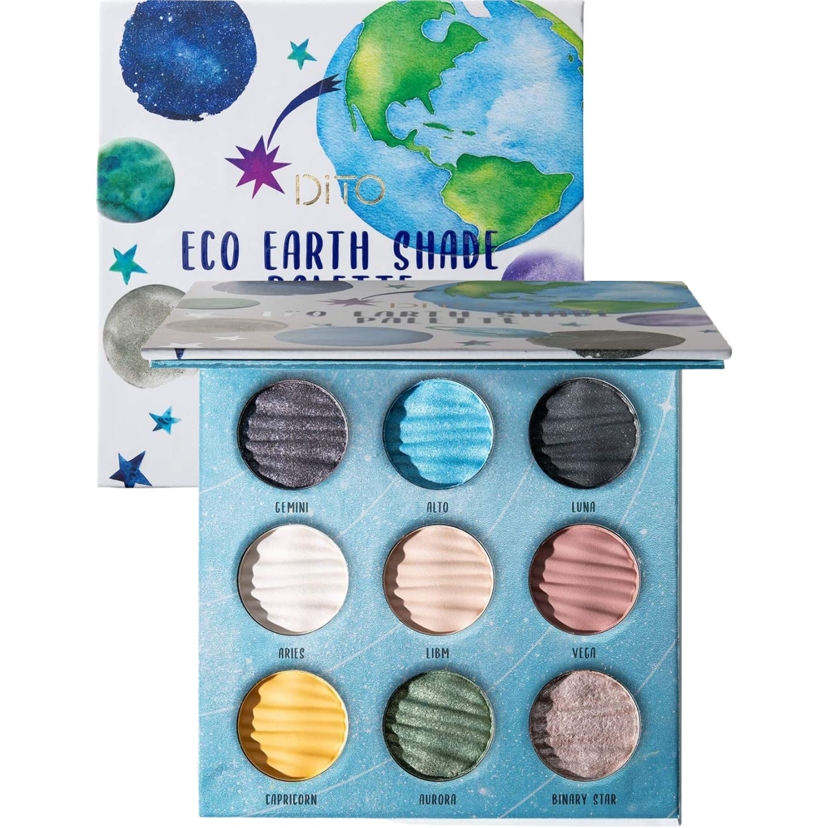 Lot of 3 Dito Space Planet Eyeshadow Palettes Shiny Sun, Eco Earth, Galaxy NEW