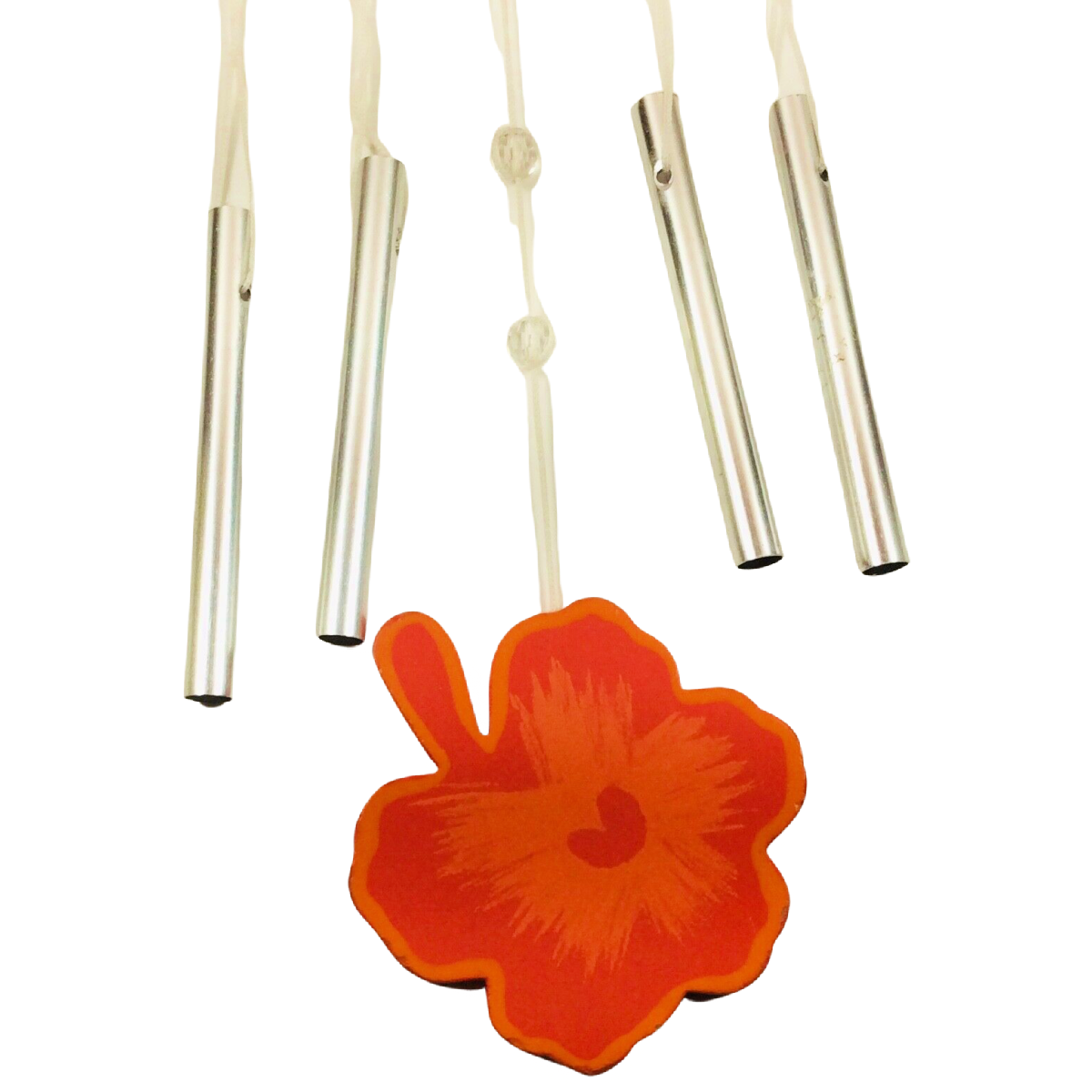Flamingo Luau Welcome Wind Chime 15" Wood Lightweight Tropical Flower Orange NEW
