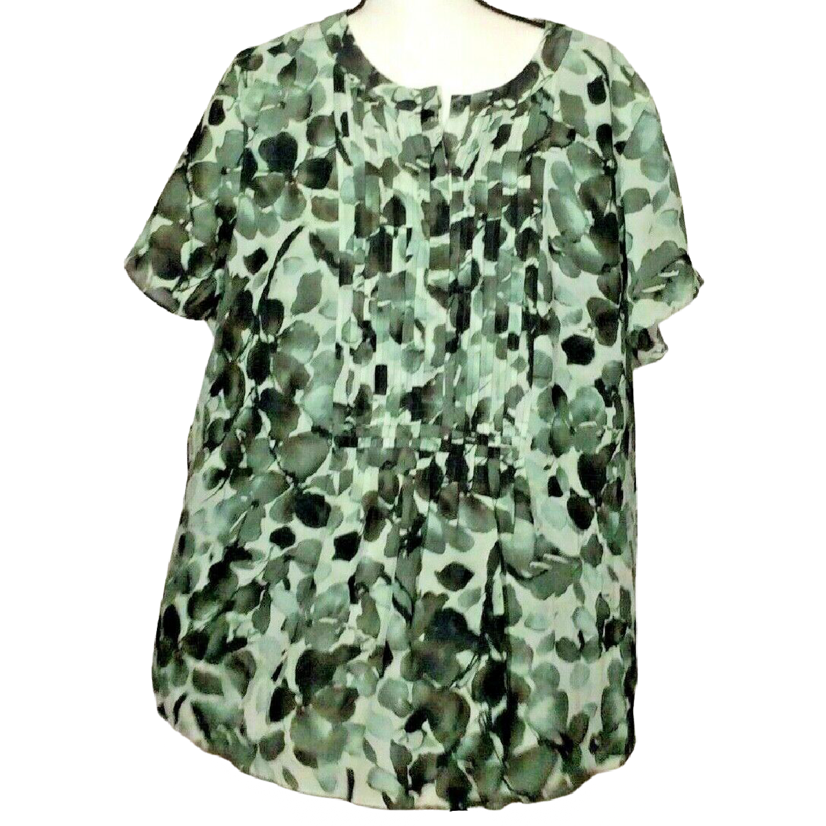 Clearwater Creek Women Blouse Gray/Black Floral Size 2X (20W-22W) w/ Undershirt
