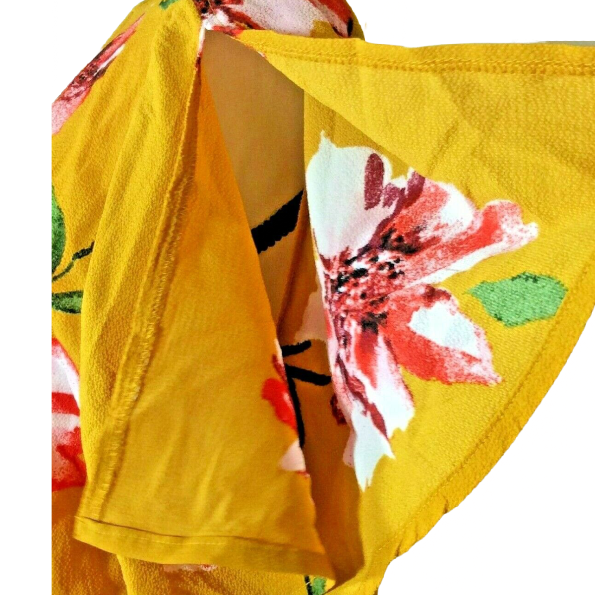 Magnolia Skye Floral Wrap Around Dress Size XL Belt Tie Flutter Yellow Red NWT