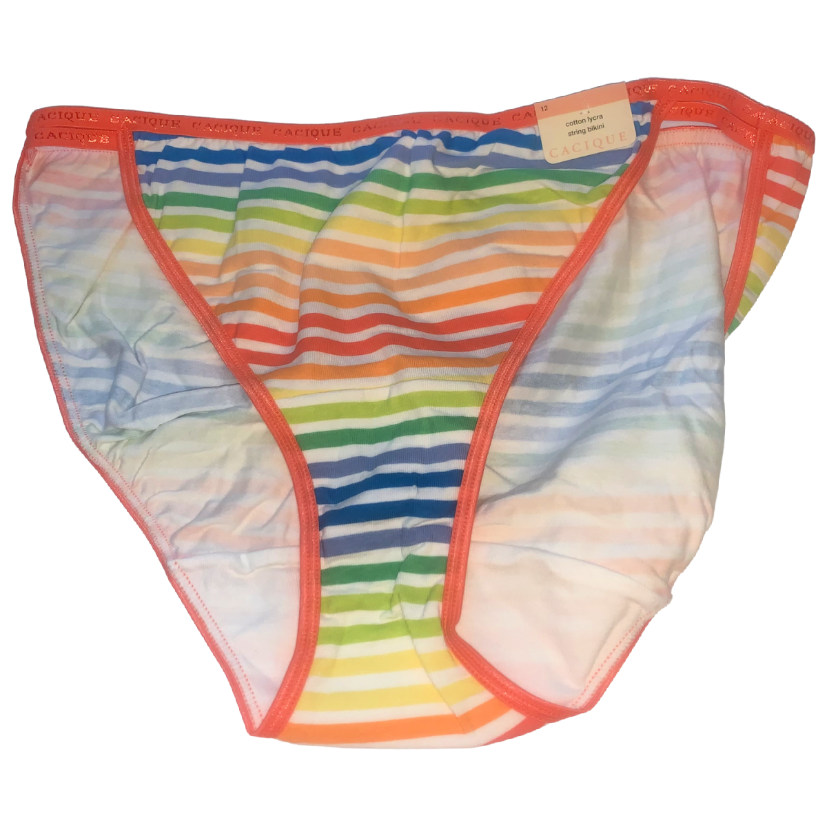 4 Pairs Lane Bryant Cacique Panties Sz 12 Cotton String Bikini Rainbow Coral Lot