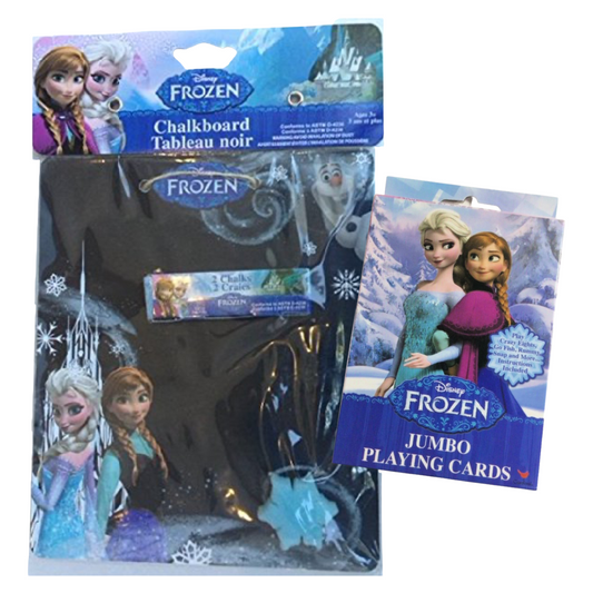 Disney Frozen Chalkboard & Jumbo Playing Cards Toy Lot of 2