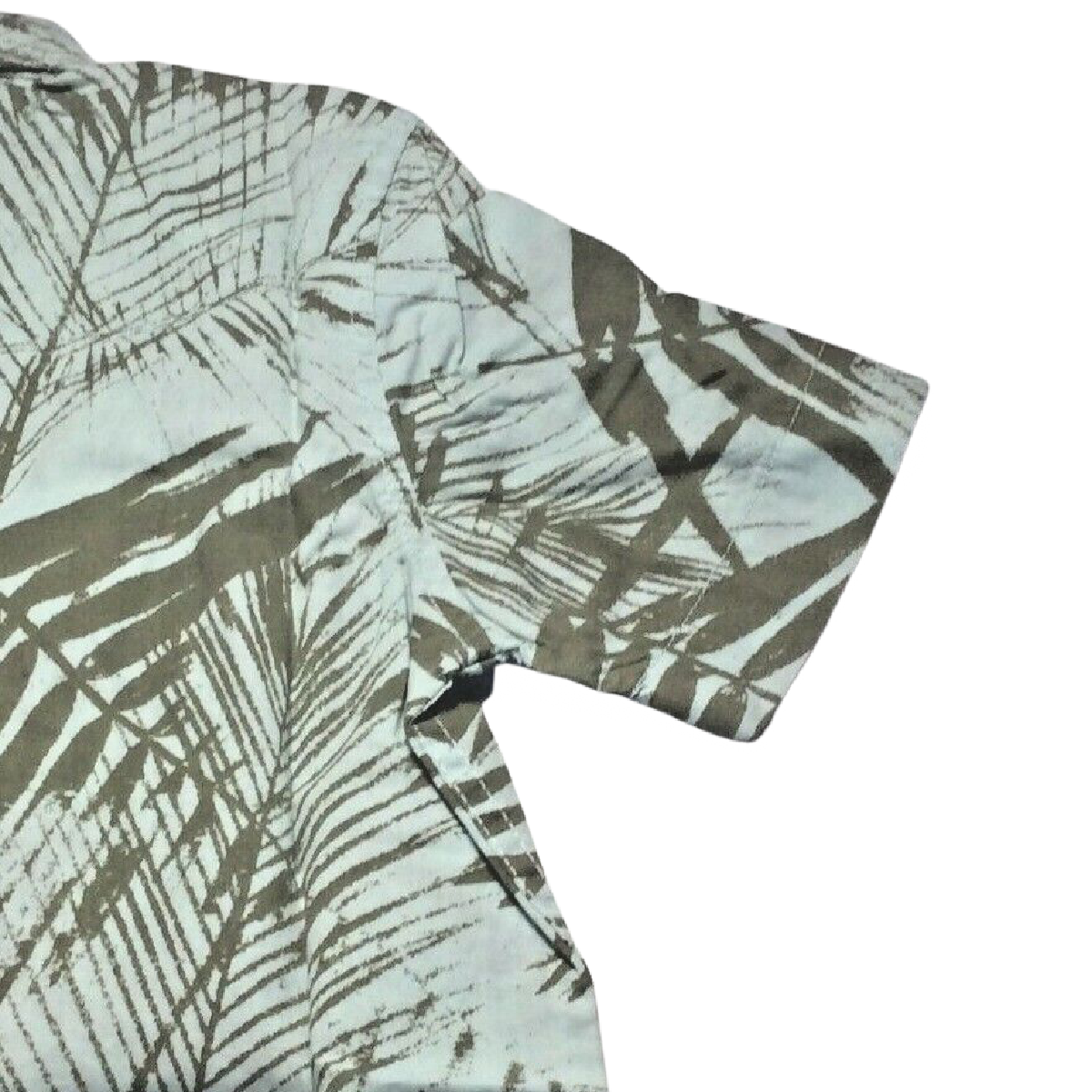 Old Navy Boys Short Sleeve Button Up Shirt Green Tropical Palm Leaves Size 5 XS