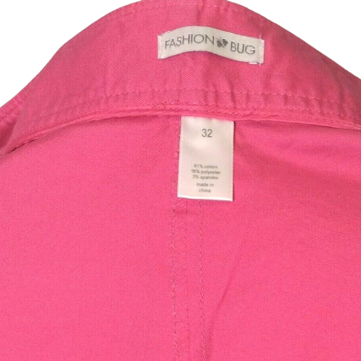 Fashion Bug Capri Pant Women Size 32W Pink Flat Front Button Ankle Zipper Pocket