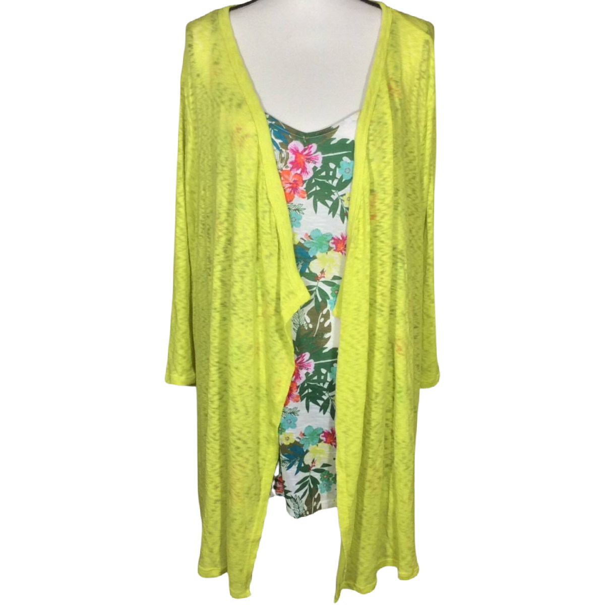 Terra & Sky Cardigan Sweater & Floral Tank Top Lot Size 3X 24W-26W