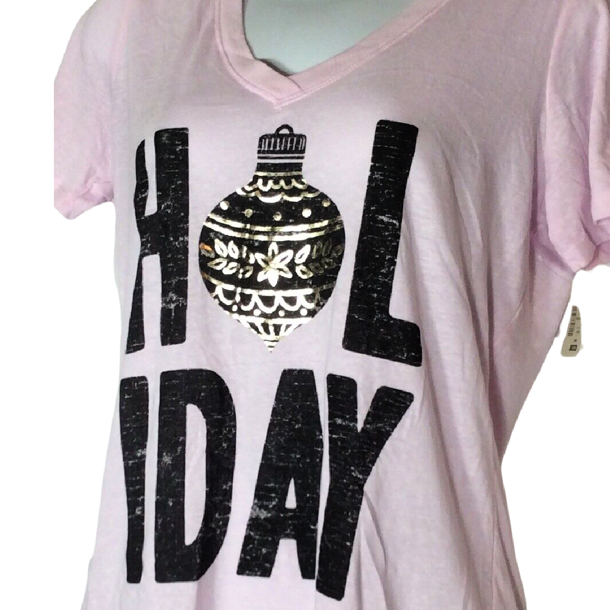 Christmas Ornament Graphic "Holiday" Shirt Size Medium V-Neck Aeropostale NWT