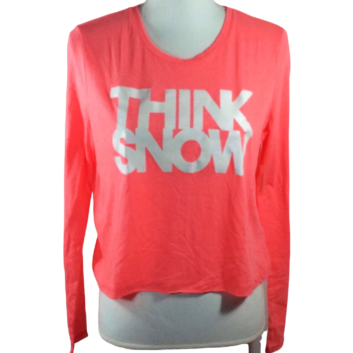 Christmas Size XXL Long Sleeve Aeropostale "Think Snow" Crop Top Shirt NWT