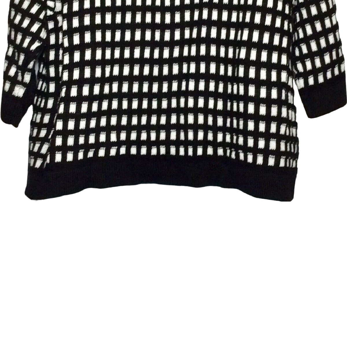 Worthington Cardigan Sweater Women's Size S Black White Check Half Sleeve NWT