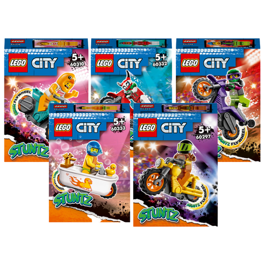 LEGO City STUNTZ Lot Of 5 Stunt Bike Sets SEALED BOX 60296, 60297, 60310, 60332, 60333