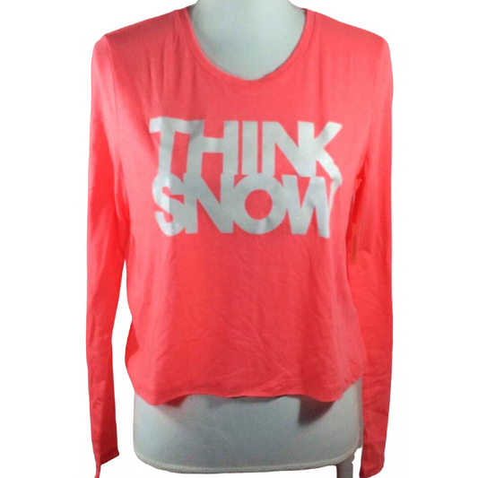 Christmas Size L Long Sleeve Aeropostale "Think Snow" Crop Top Shirt NWT