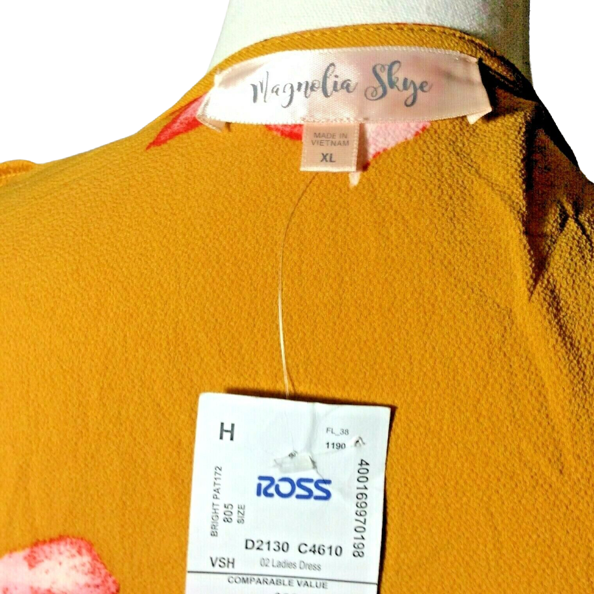 Magnolia Skye Floral Wrap Around Dress Size XL Belt Tie Flutter Yellow Red NWT